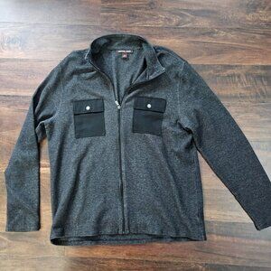 Michael Kors gray full-zip knit sweatshirt jacket with contrast pockets -size XL